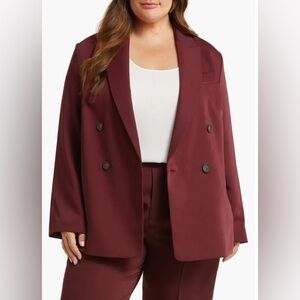 Vince Rich Burgundy Double-Breasted Blazer